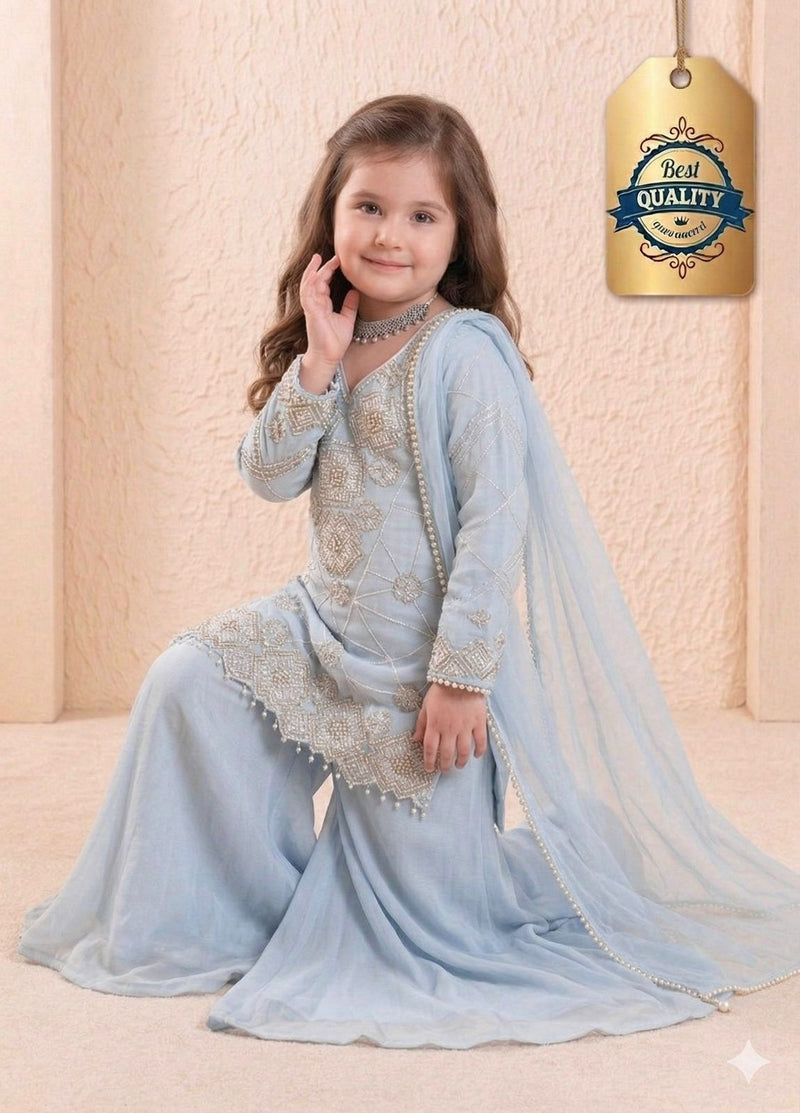 Premium Beautiful Kids Top Palazzo And Dupatta Set