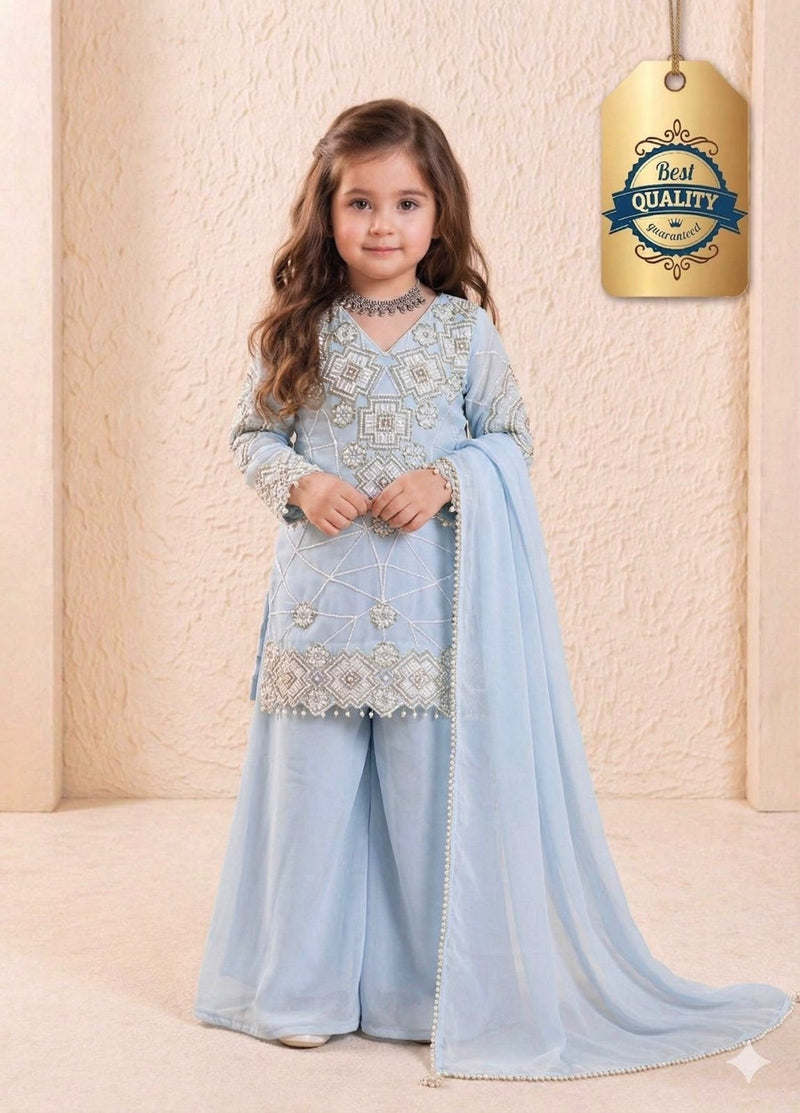 Premium Beautiful Kids Top Palazzo And Dupatta Set