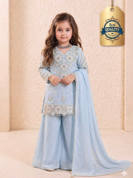 Premium Beautiful Kids Top Palazzo And Dupatta Set