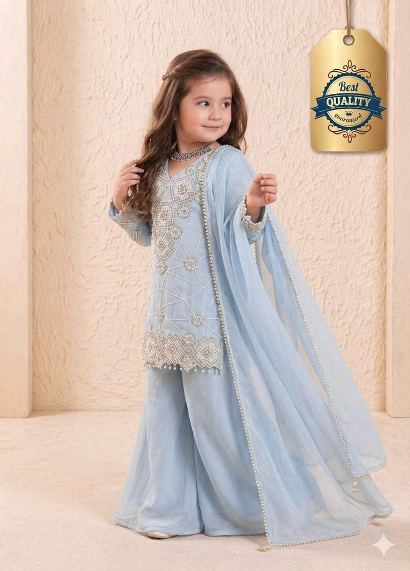 Premium Beautiful Kids Top Palazzo And Dupatta Set