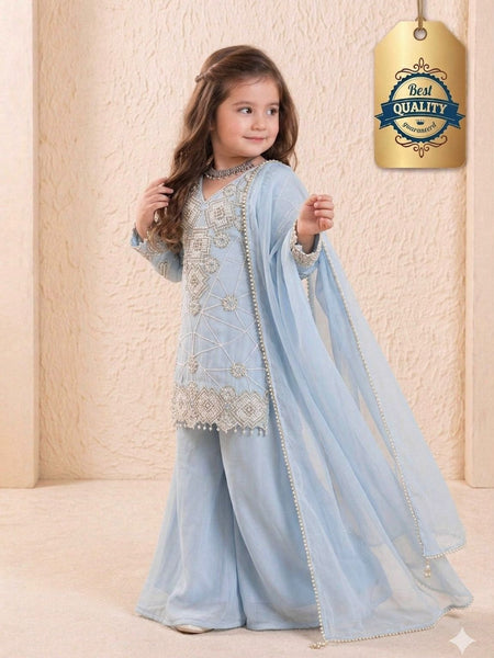 Premium Beautiful Kids Top Palazzo And Dupatta Set