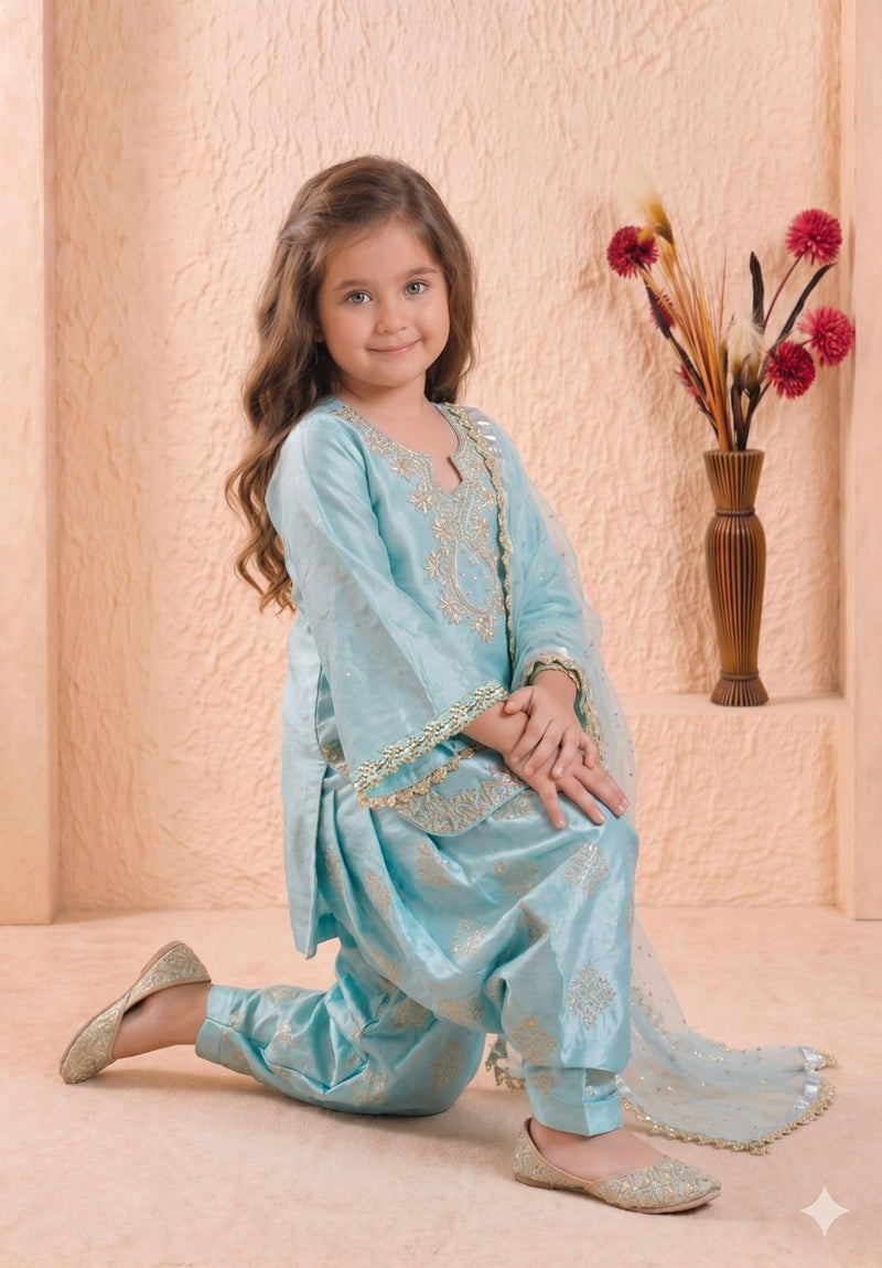 Premium Beautiful Kids Top Palazzo And Dupatta Set
