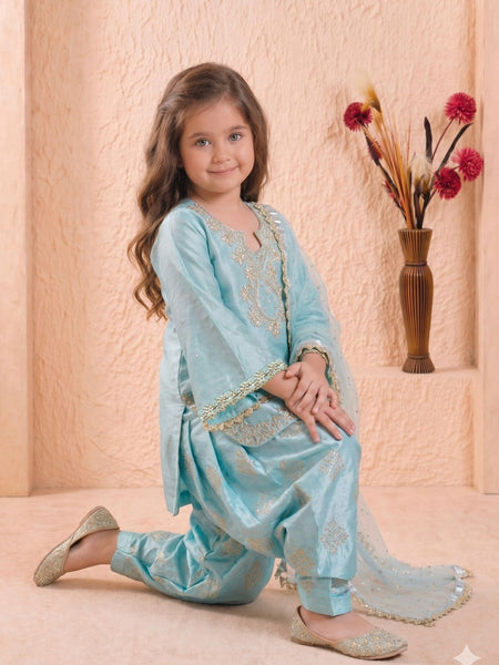 Premium Beautiful Kids Top Palazzo And Dupatta Set