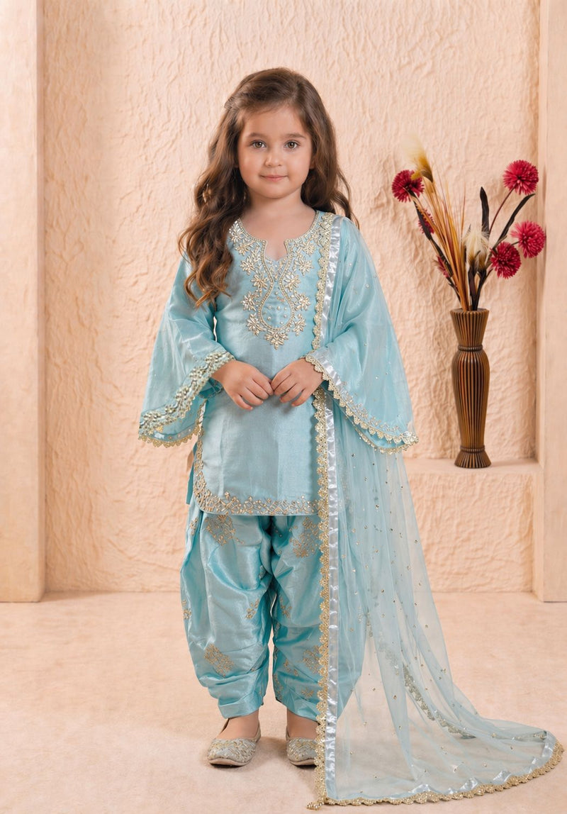 Premium Beautiful Kids Top Palazzo And Dupatta Set