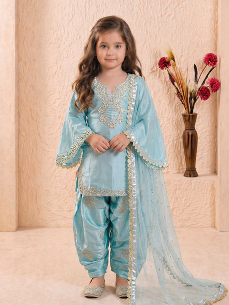 Premium Beautiful Kids Top Palazzo And Dupatta Set