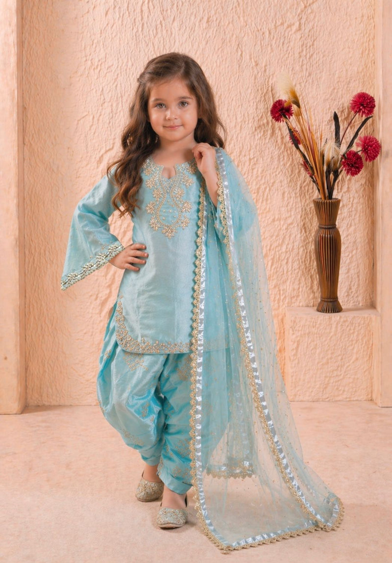 Premium Beautiful Kids Top Palazzo And Dupatta Set