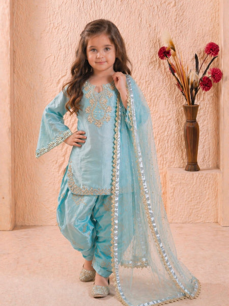 Premium Beautiful Kids Top Palazzo And Dupatta Set