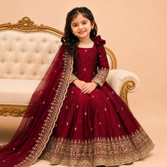 Premium Quality Fendy Sillk Kids Gown Set