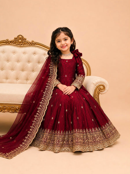 Premium Quality Fendy Sillk Kids Gown Set