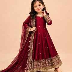 Premium Quality Fendy Sillk Kids Gown Set