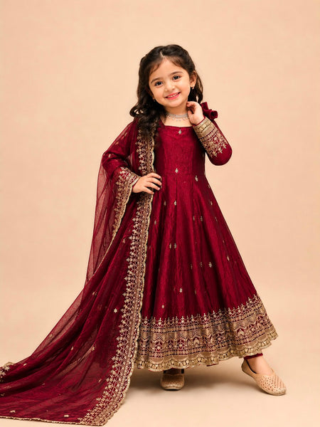Premium Quality Fendy Sillk Kids Gown Set