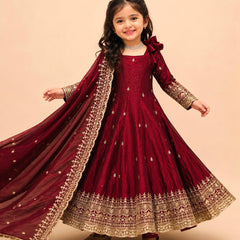Premium Quality Fendy Sillk Kids Gown Set