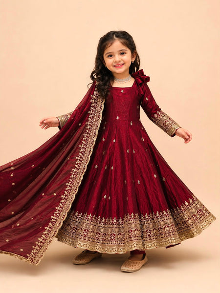 Premium Quality Fendy Sillk Kids Gown Set