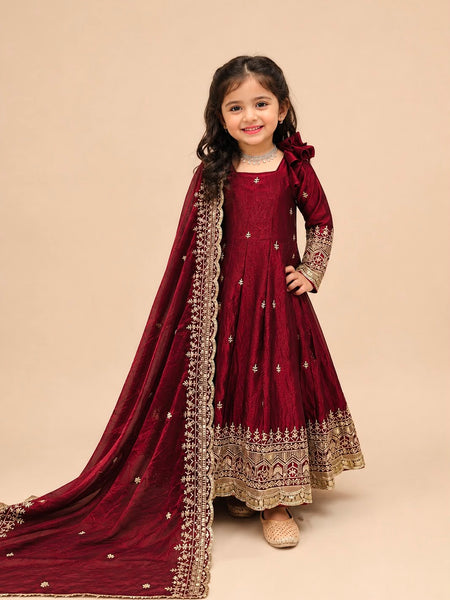 Premium Quality Fendy Sillk Kids Gown Set
