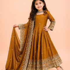 Premium Quality Fendy Sillk Kids Gown Set