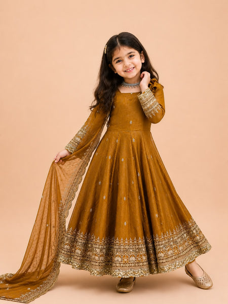 Premium Quality Fendy Sillk Kids Gown Set