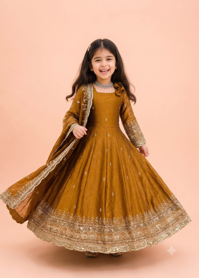 Premium Quality Fendy Sillk Kids Gown Set