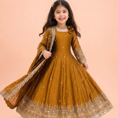 Premium Quality Fendy Sillk Kids Gown Set