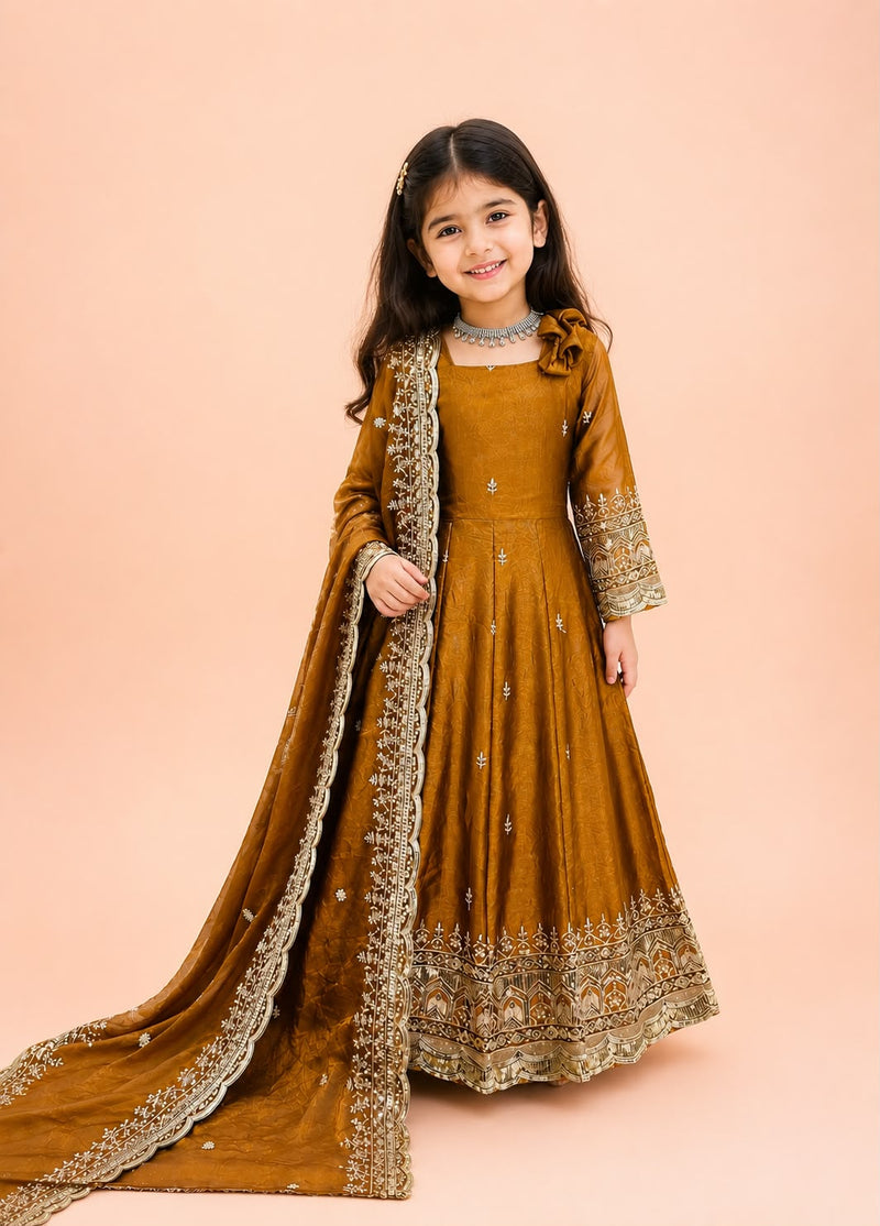 Premium Quality Fendy Sillk Kids Gown Set