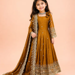 Premium Quality Fendy Sillk Kids Gown Set