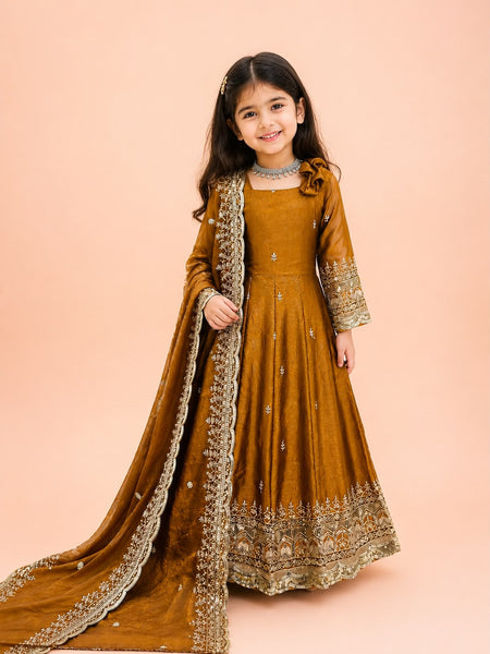 Premium Quality Fendy Sillk Kids Gown Set