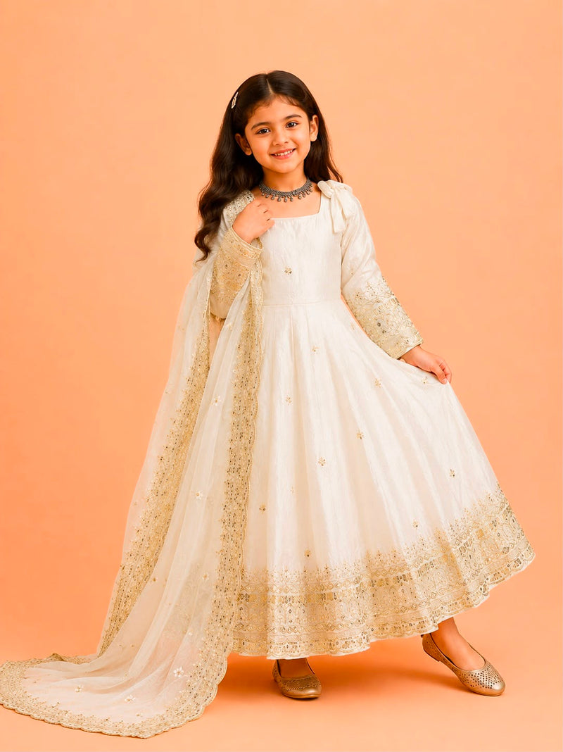 Premium Quality Fendy Sillk Kids Gown Set