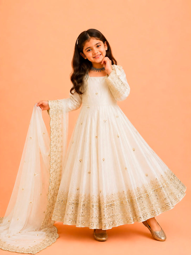 Premium Quality Fendy Sillk Kids Gown Set