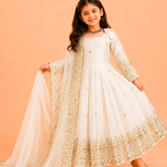 Premium Quality Fendy Sillk Kids Gown Set