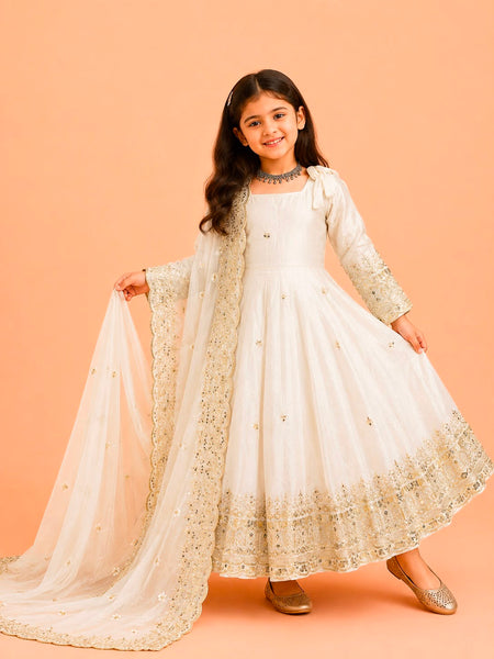 Premium Quality Fendy Sillk Kids Gown Set