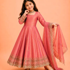 Premium Quality Fendy Sillk Kids Gown Set