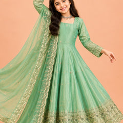 Premium Quality Fendy Sillk Kids Gown Set