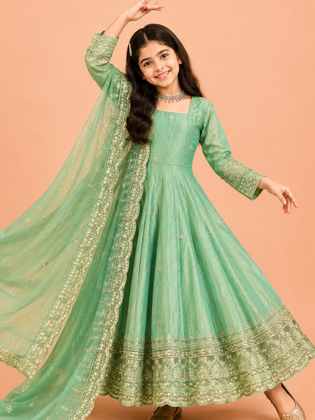 Premium Quality Fendy Sillk Kids Gown Set
