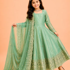 Premium Quality Fendy Sillk Kids Gown Set