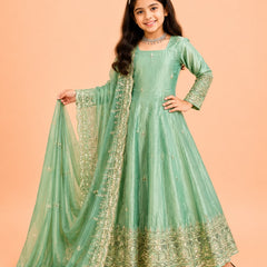 Premium Quality Fendy Sillk Kids Gown Set