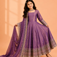 Premium Quality Fendy Sillk Kids Gown Set