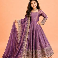 Premium Quality Fendy Sillk Kids Gown Set