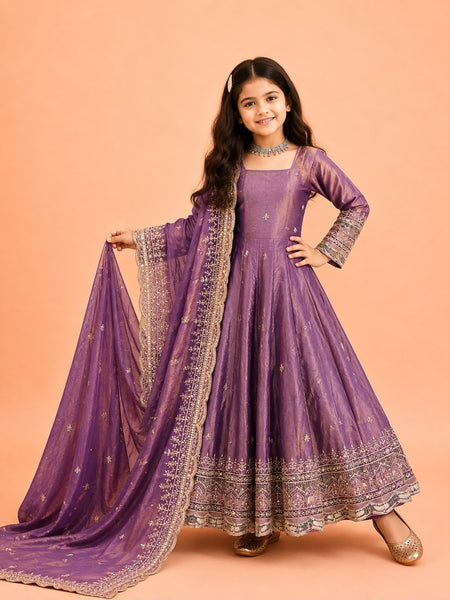Premium Quality Fendy Sillk Kids Gown Set