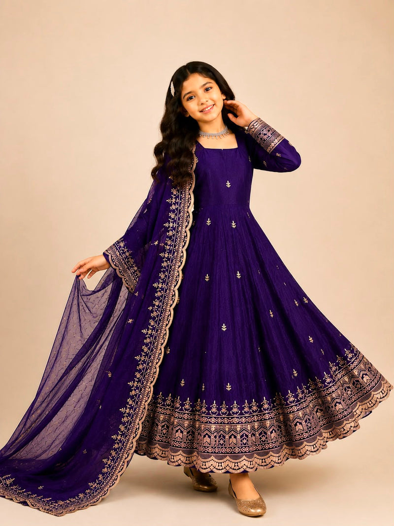 Premium Quality Fendy Sillk Kids Gown Set