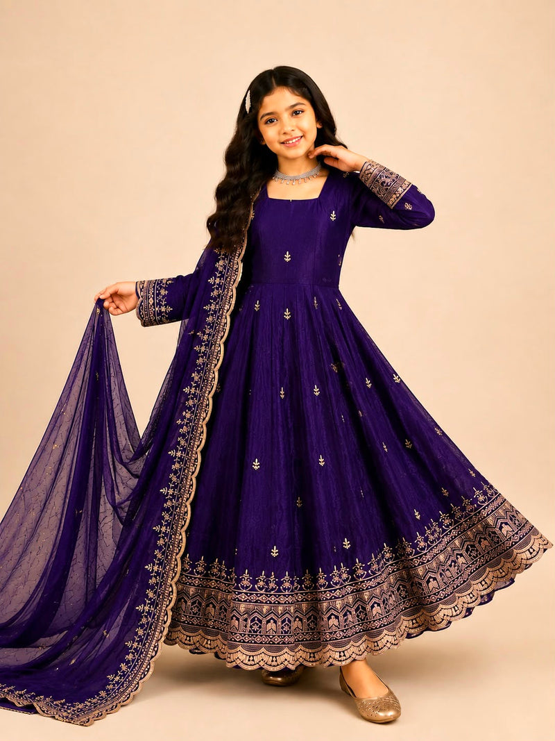 Premium Quality Fendy Sillk Kids Gown Set