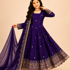 Premium Quality Fendy Sillk Kids Gown Set