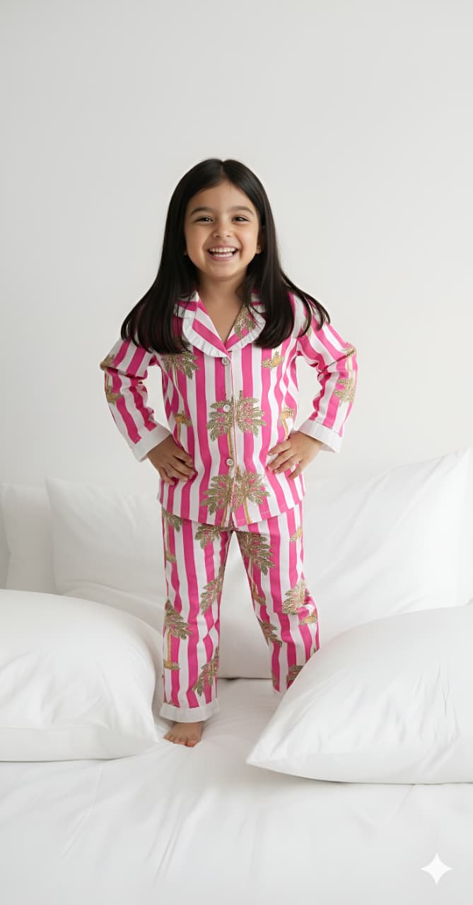 Stripes Girls Night Suit