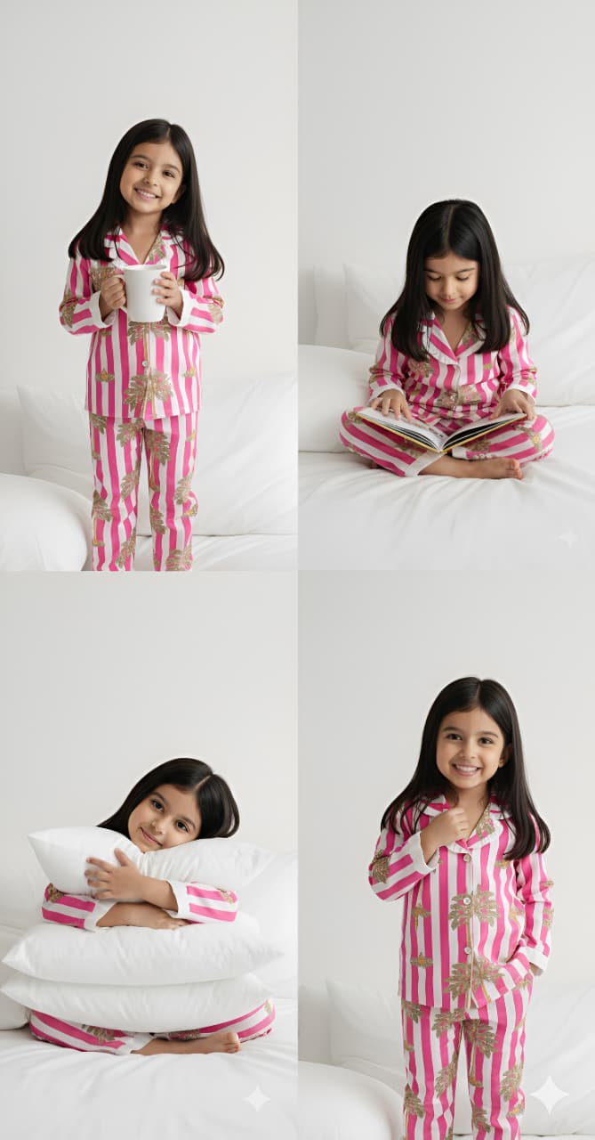 Stripes Girls Night Suit