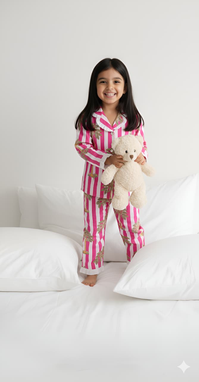 Stripes Girls Night Suit