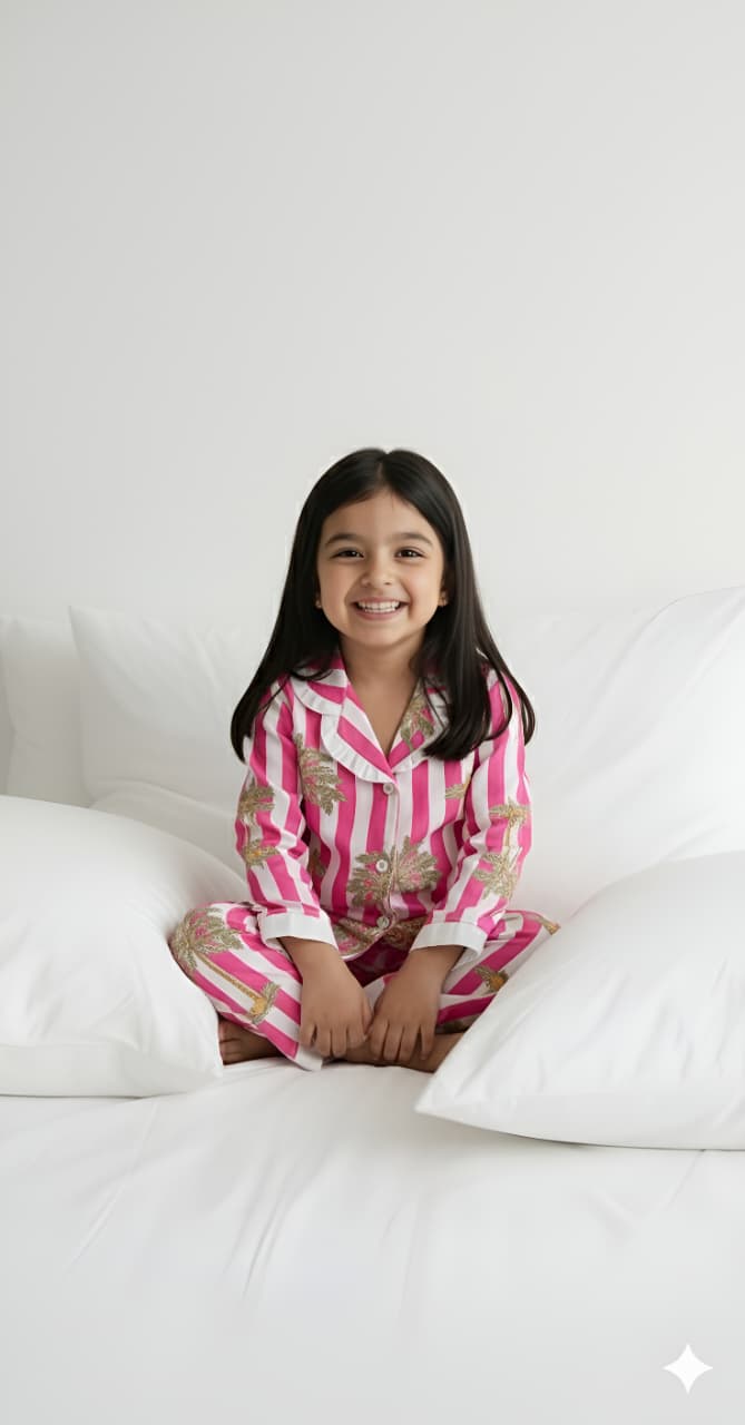 Stripes Girls Night Suit