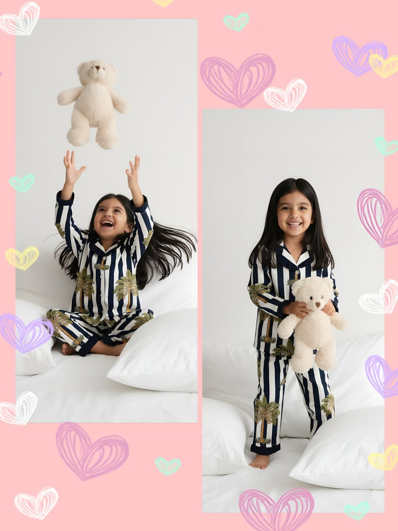 Stripes Girls Night Suit