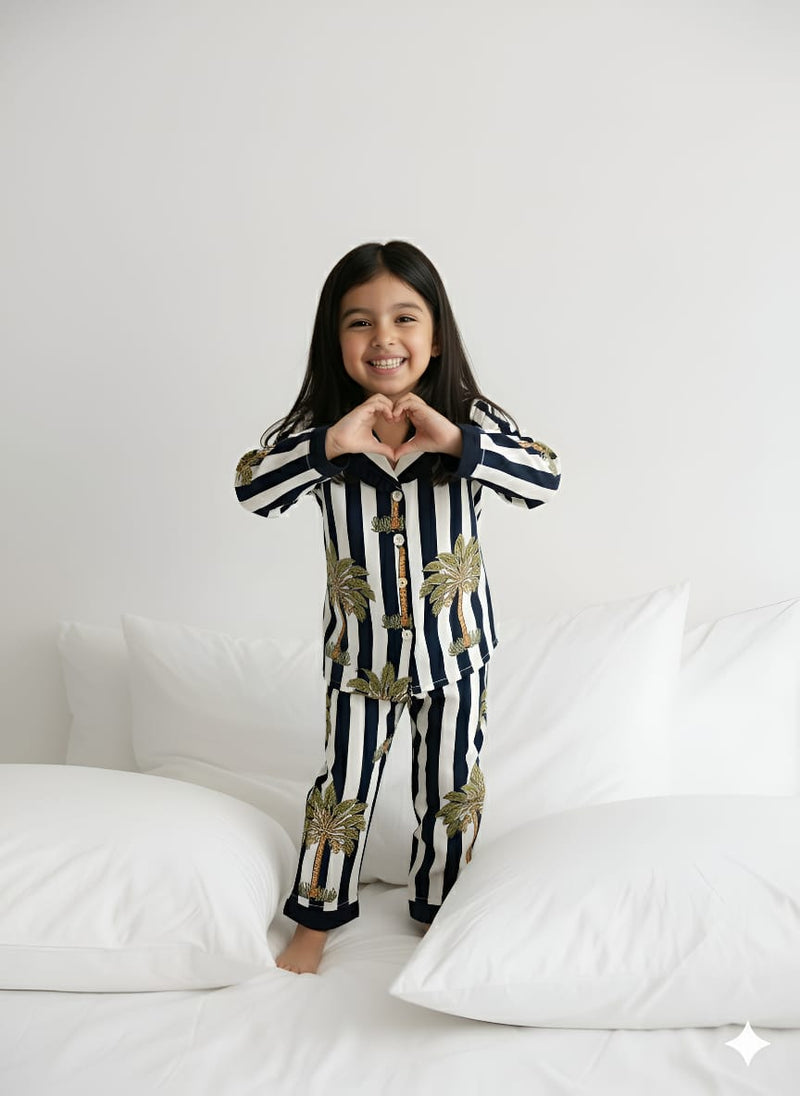 Stripes Girls Night Suit