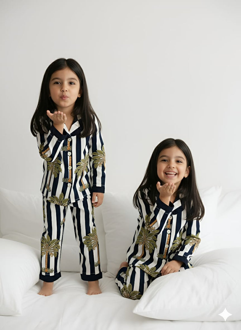Stripes Girls Night Suit