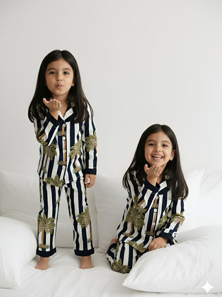 Stripes Girls Night Suit
