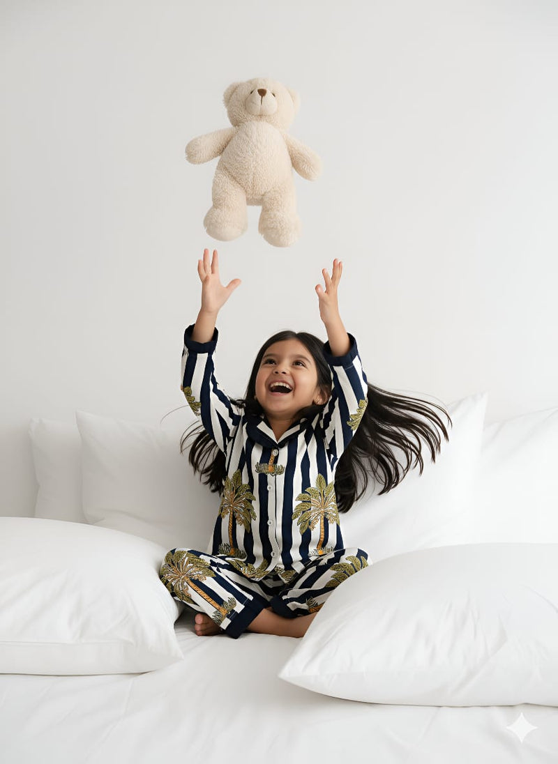 Stripes Girls Night Suit