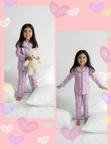 Stripes Girls Night Suit